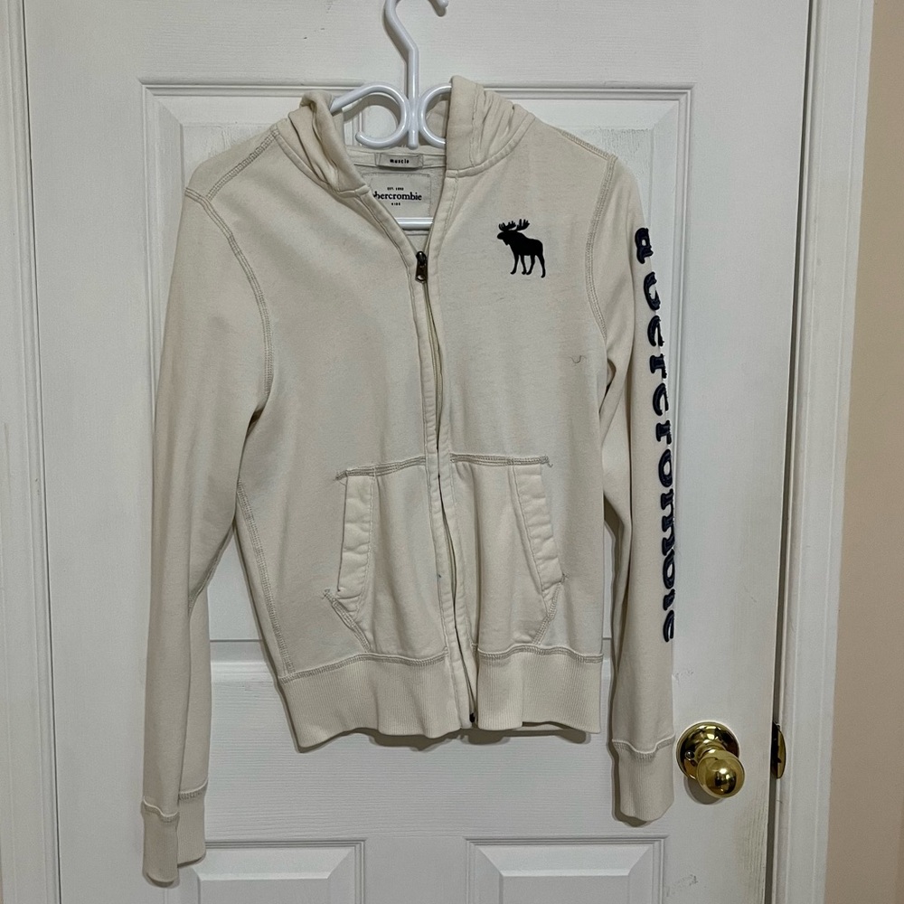 Abercrombie & Fitch White Zip-up